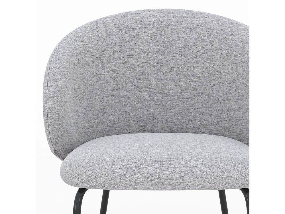 Lot de 2 chaises en tissu gris clair et pieds en métal noir - Victoria