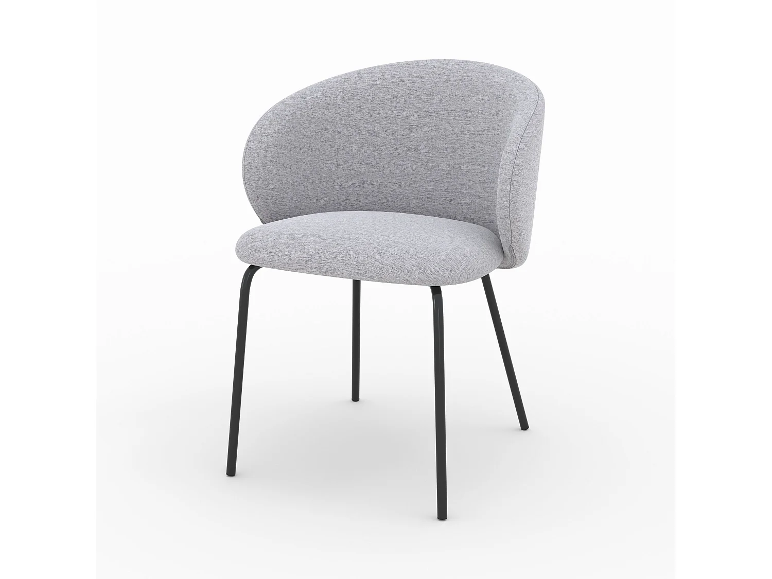 Lot de 2 chaises en tissu gris clair et pieds en métal noir - Victoria