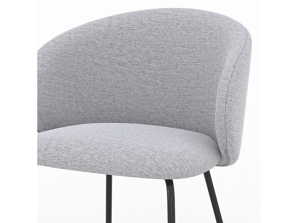 Lot de 2 chaises en tissu gris clair et pieds en métal noir - Victoria