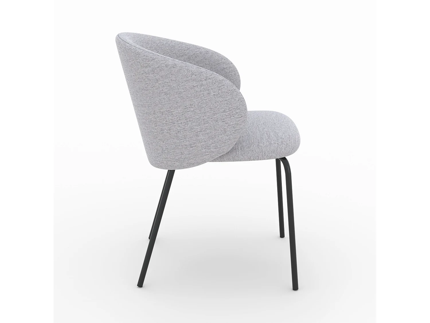 Lot de 2 chaises en tissu gris clair et pieds en métal noir - Victoria