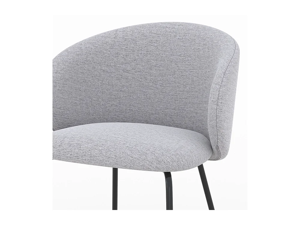 Lot de 2 chaises en tissu gris clair et pieds en métal noir - Victoria