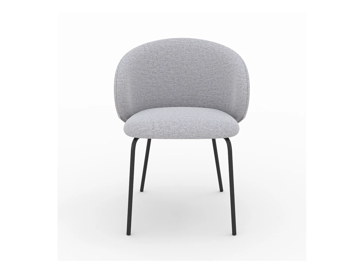 Lot de 2 chaises en tissu gris clair et pieds en métal noir - Victoria