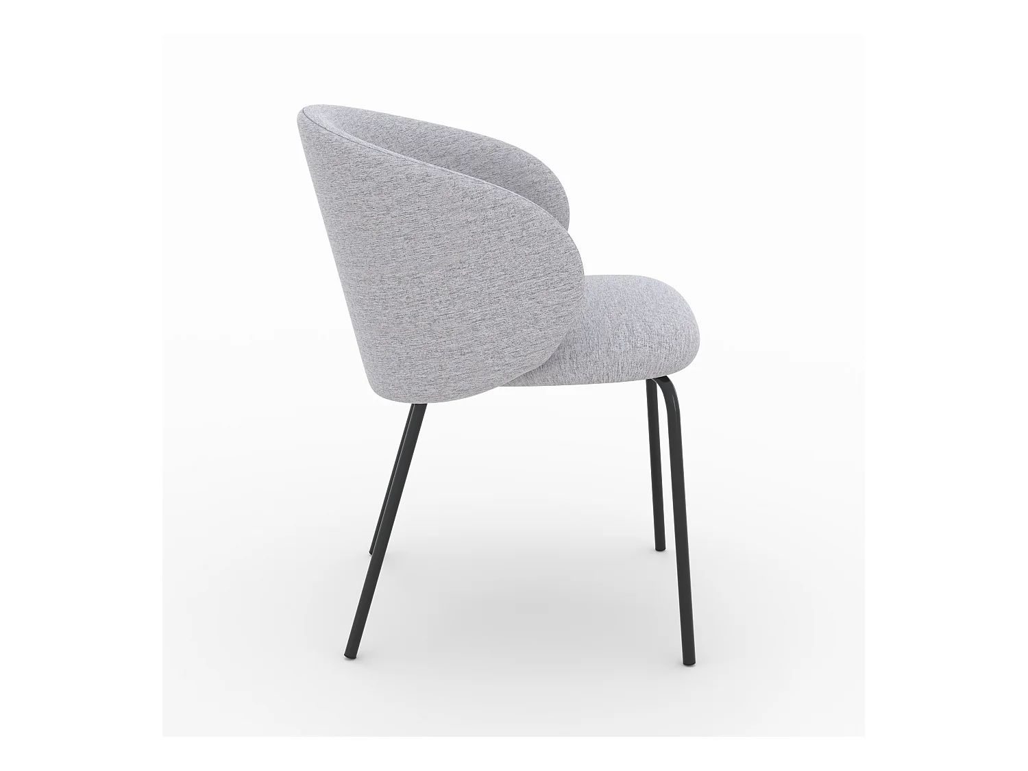Lot de 2 chaises en tissu gris clair et pieds en métal noir - Victoria