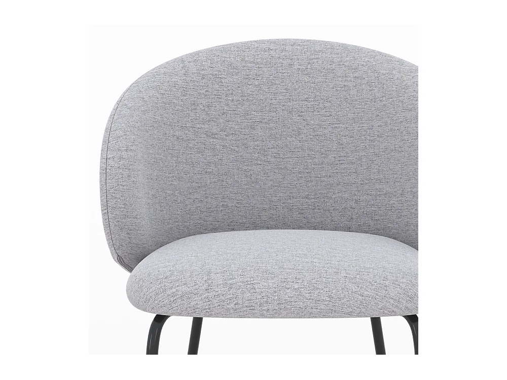 Lot de 2 chaises en tissu gris clair et pieds en métal noir - Victoria