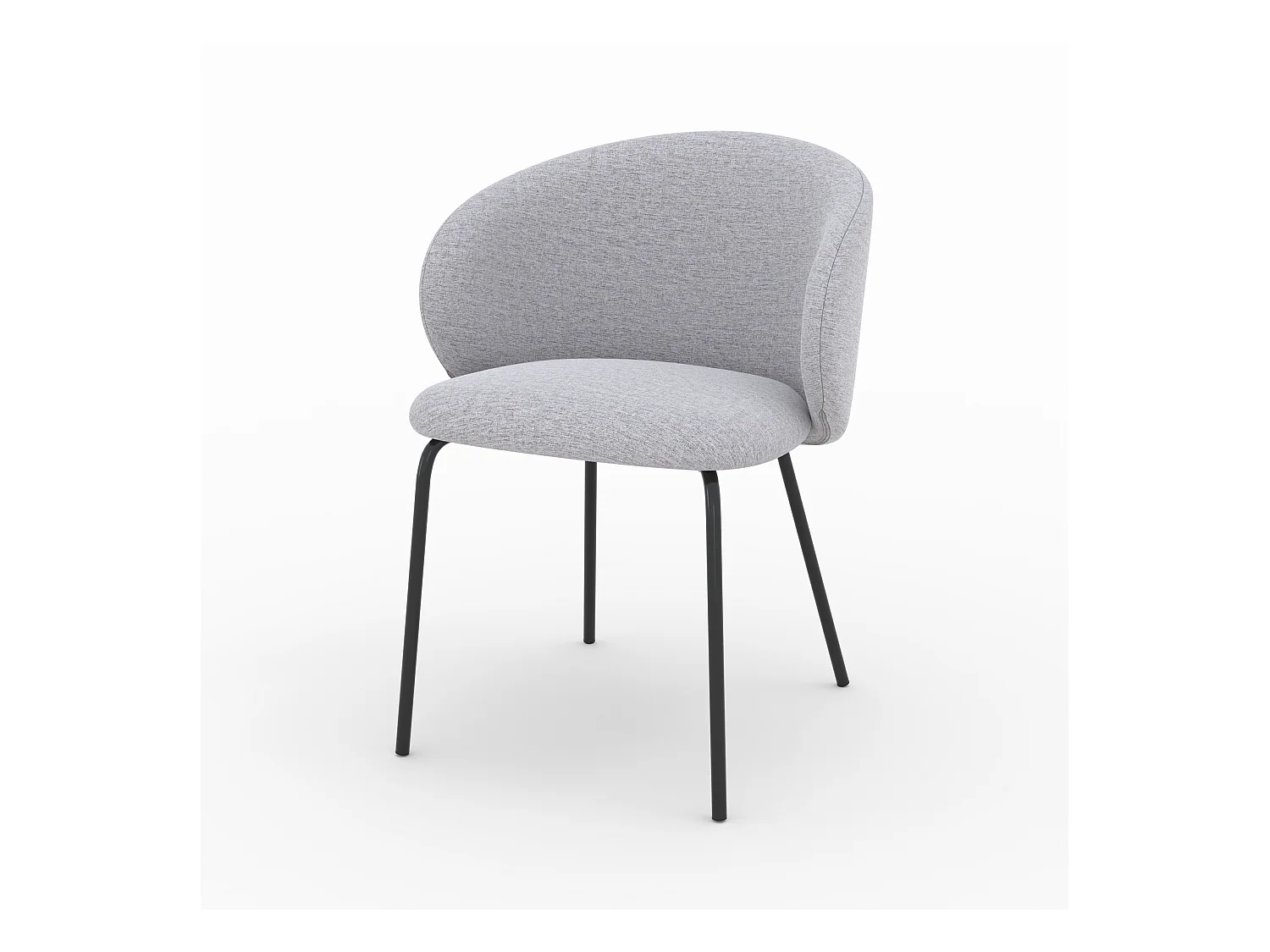 Lot de 2 chaises en tissu gris clair et pieds en métal noir - Victoria