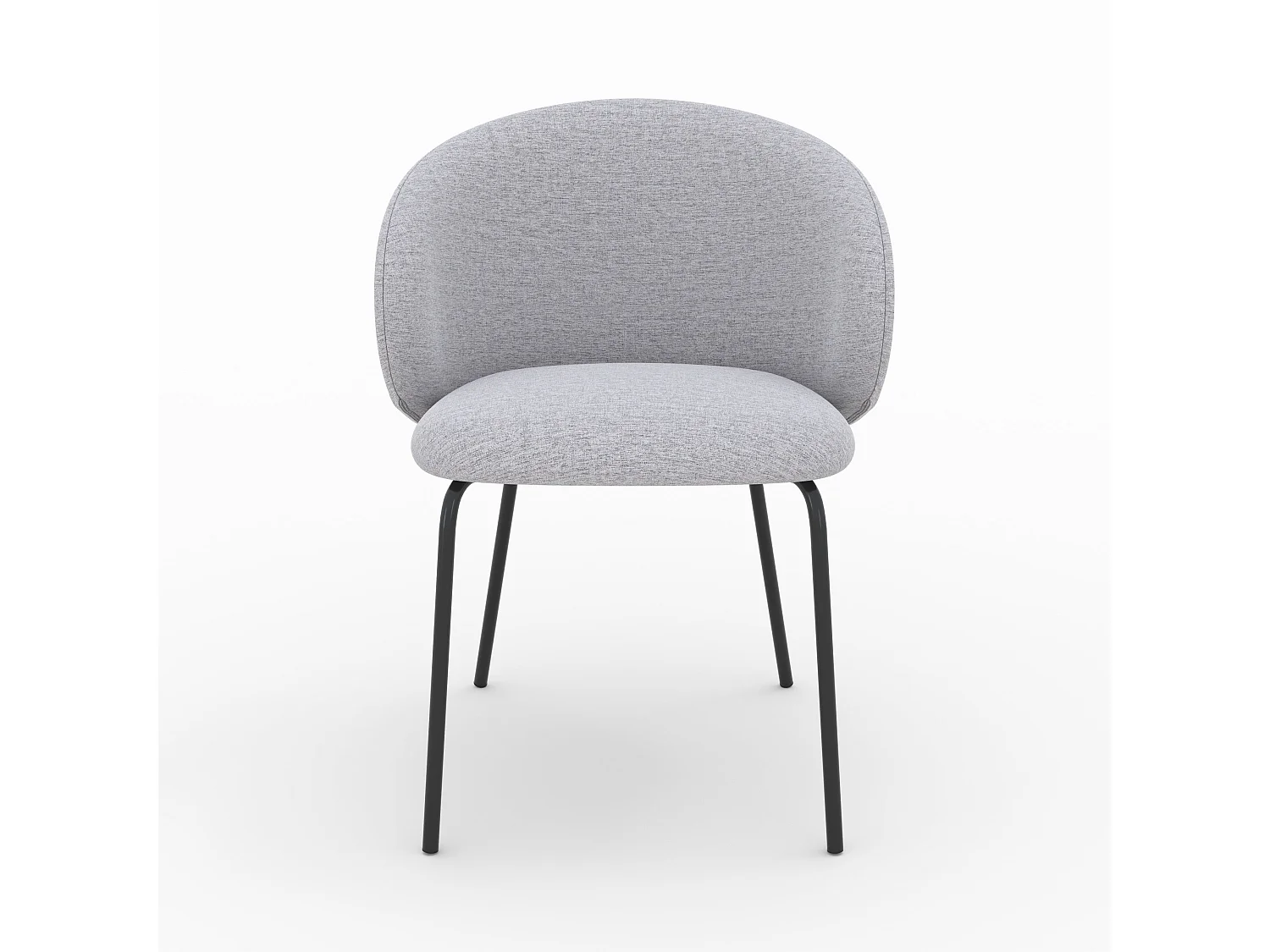 Lot de 2 chaises en tissu gris clair et pieds en métal noir - Victoria