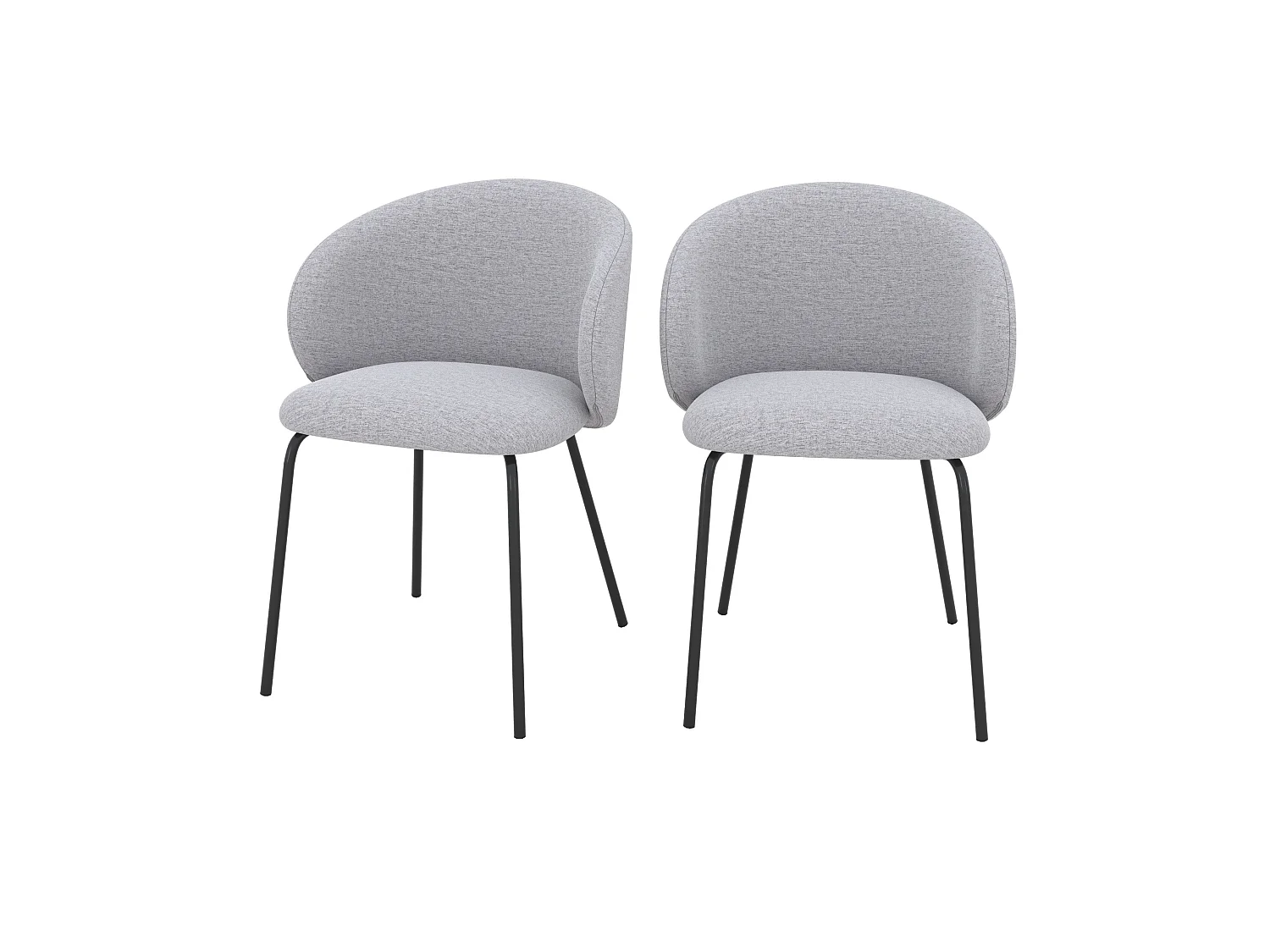 Set de 2 sillas Victoria en tela gris claro y patas de metal negro - Victoria