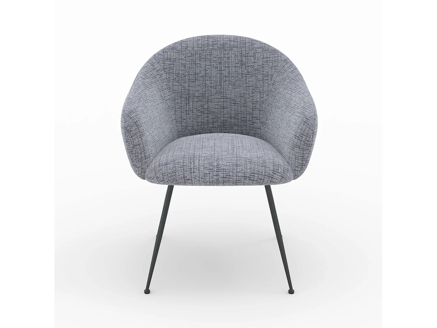 Fauteuil en tissu gris chiné et pieds en métal noir - Socky