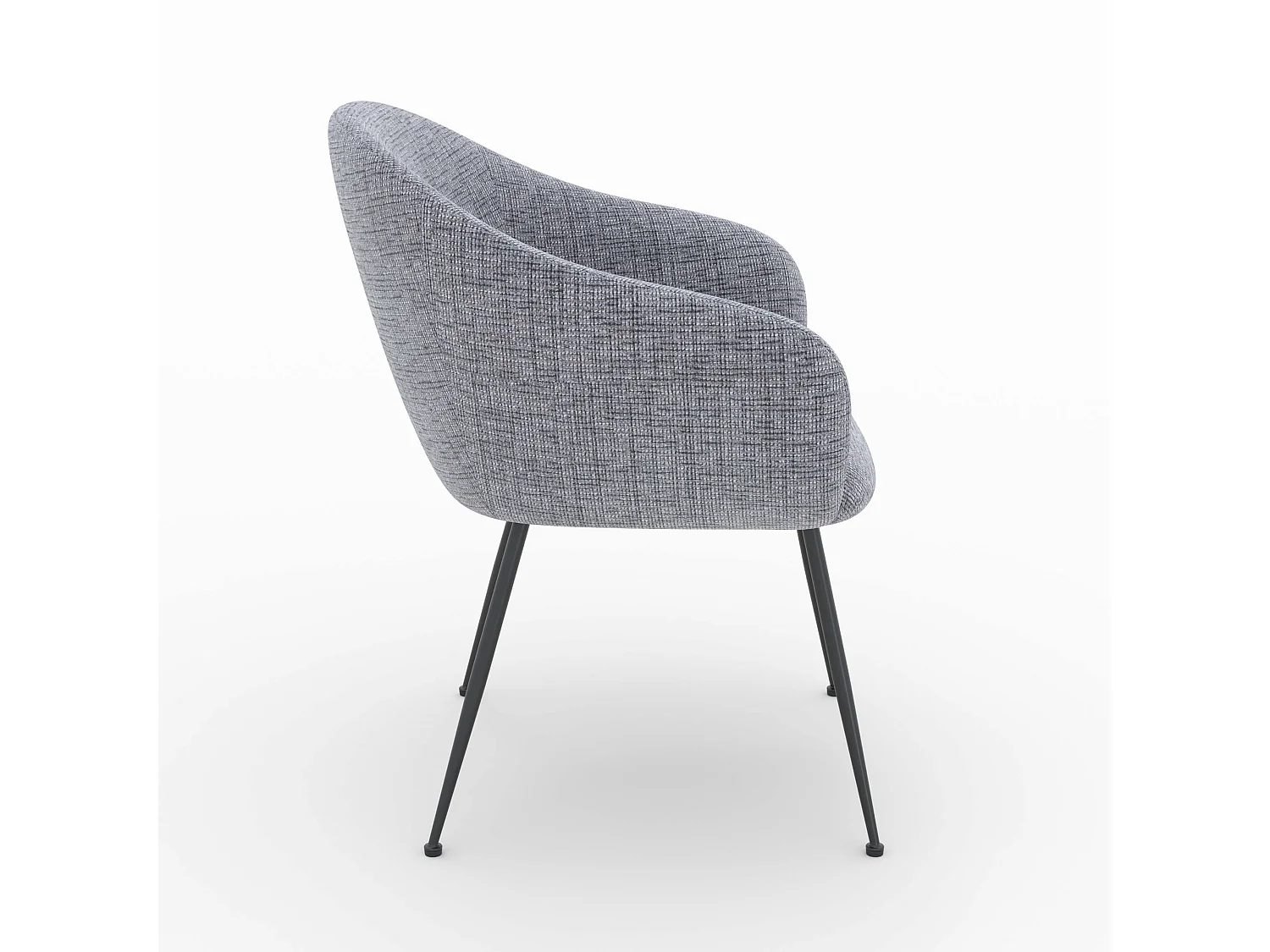 Fauteuil en tissu gris chiné et pieds en métal noir - Socky