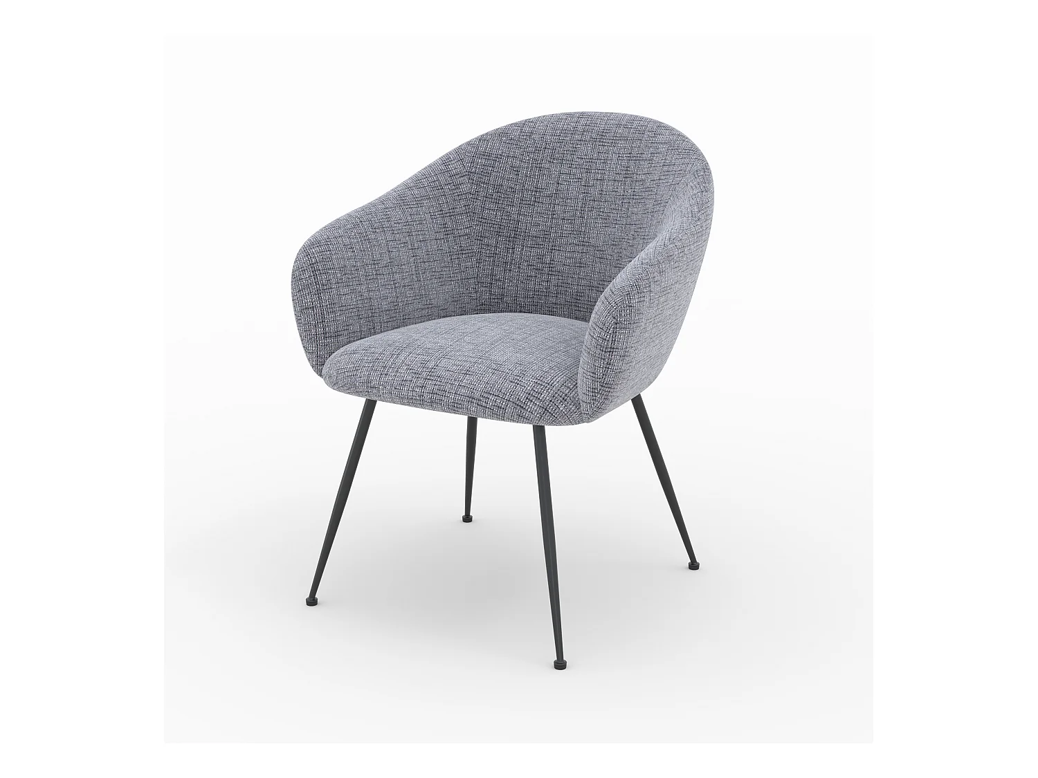 Fauteuil en tissu gris chiné et pieds en métal noir - Socky