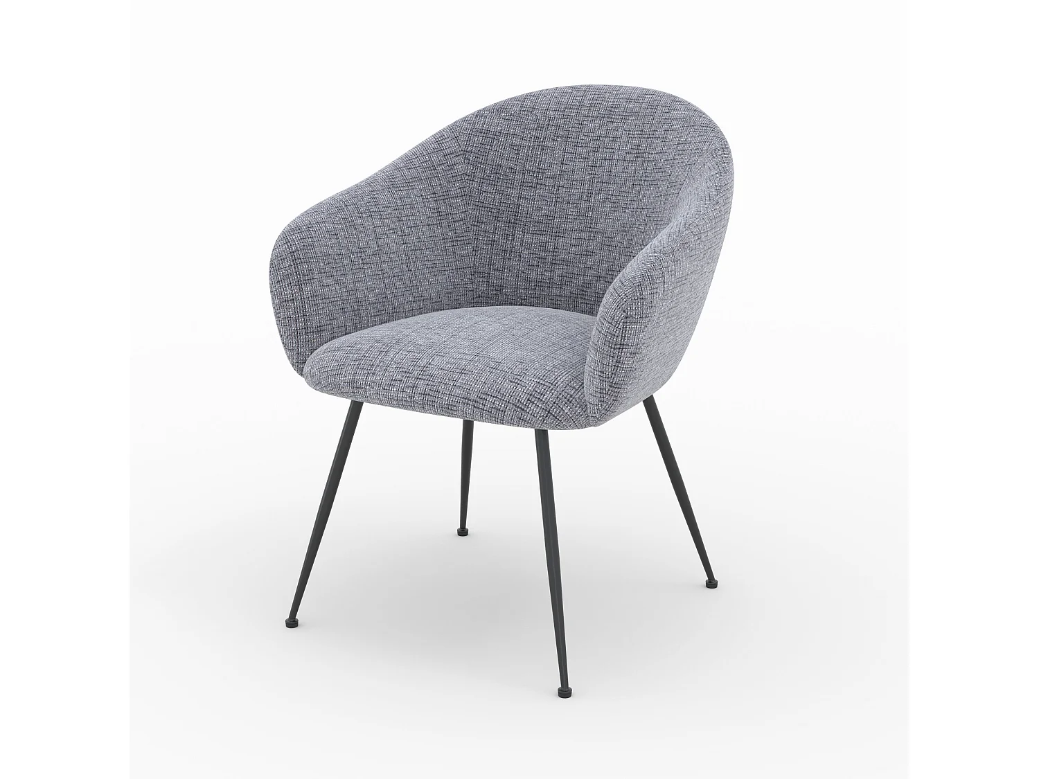 Fauteuil en tissu gris chiné et pieds en métal noir - Socky