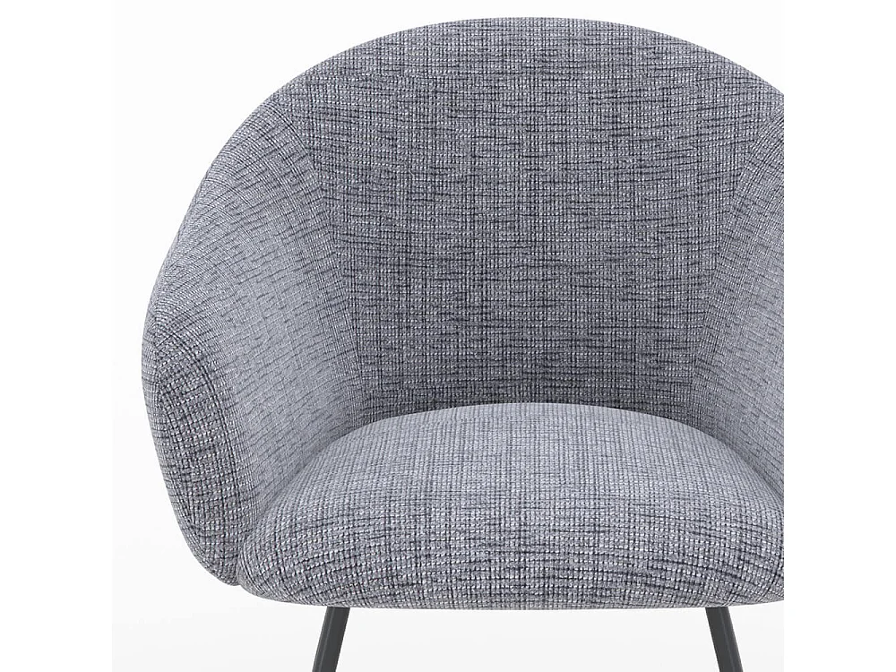 Fauteuil en tissu gris chiné et pieds en métal noir - Socky