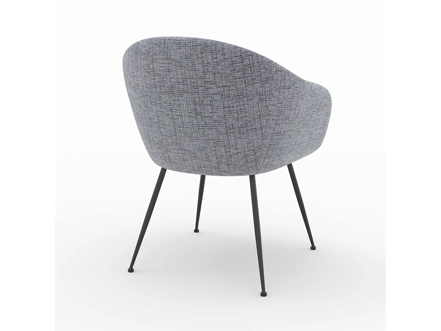 Fauteuil en tissu gris chiné et pieds en métal noir - Socky