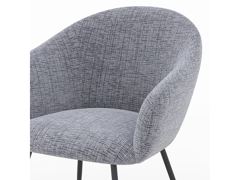 Fauteuil en tissu gris chiné et pieds en métal noir - Socky