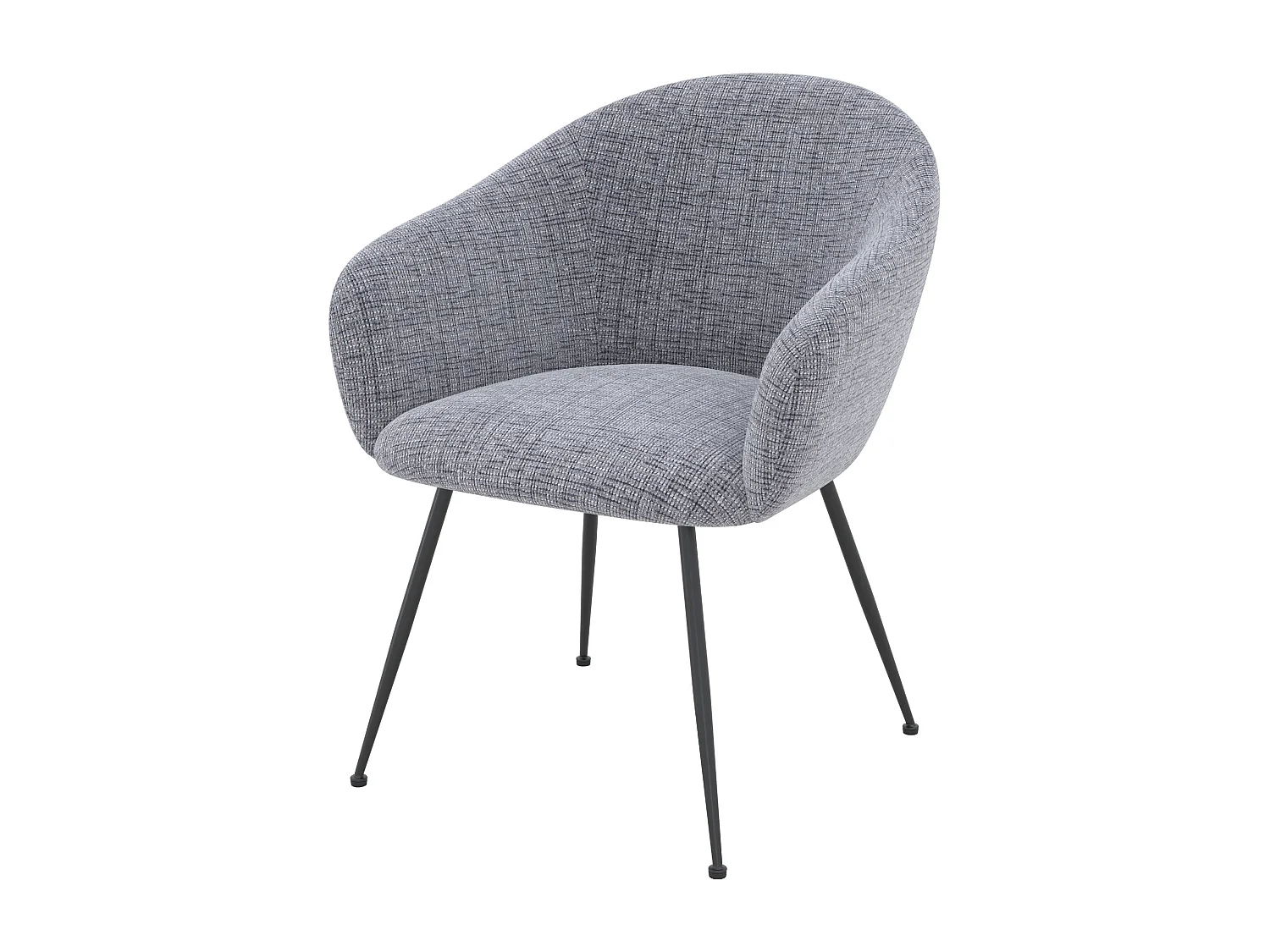 Sillón de comedor en tela gris jaspeado y patas de metal negro - Socky