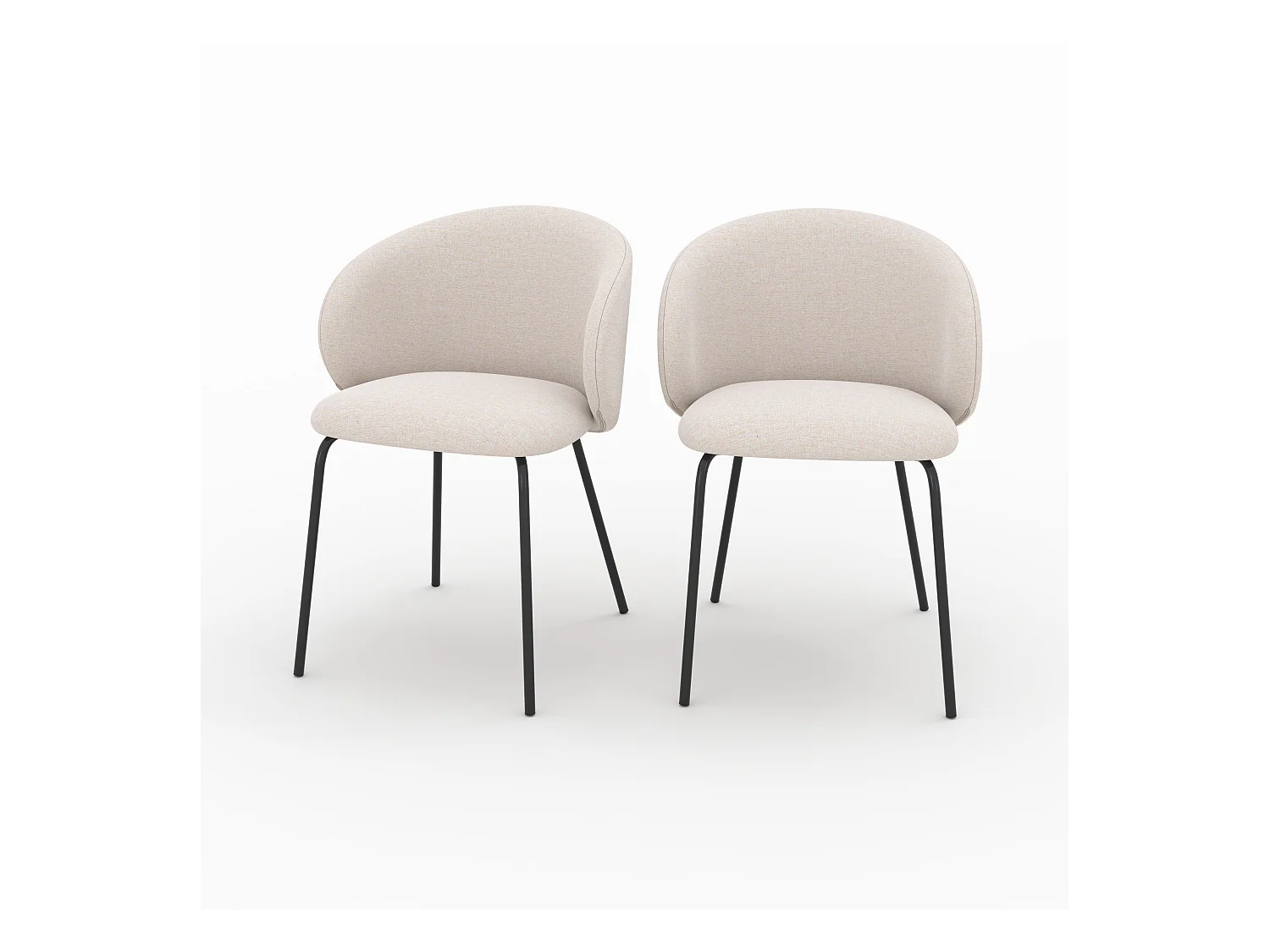 Lot de 2 chaises en tissu beige et pieds en métal noir - Victoria