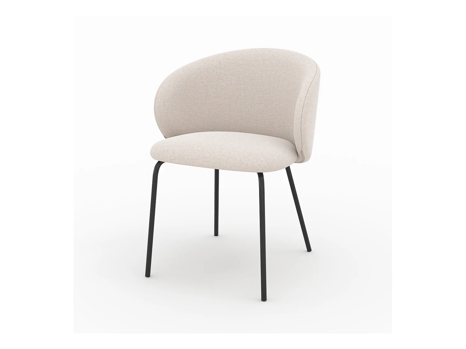 Lot de 2 chaises en tissu beige et pieds en métal noir - Victoria