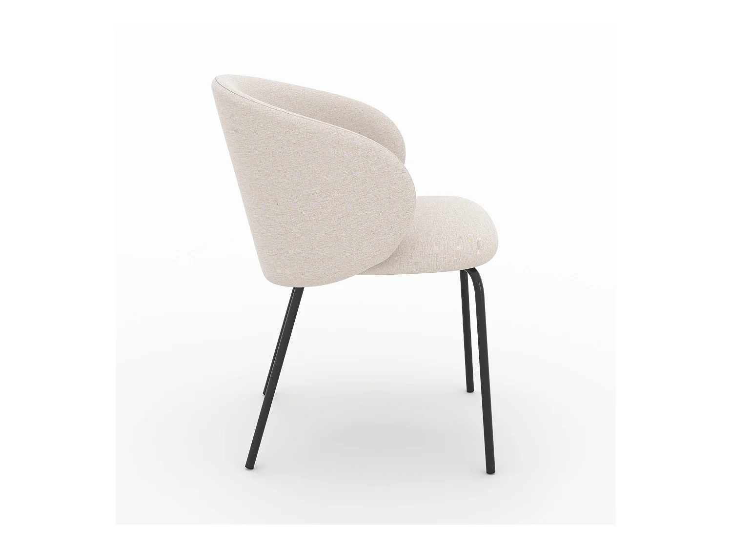 Lot de 2 chaises en tissu beige et pieds en métal noir - Victoria