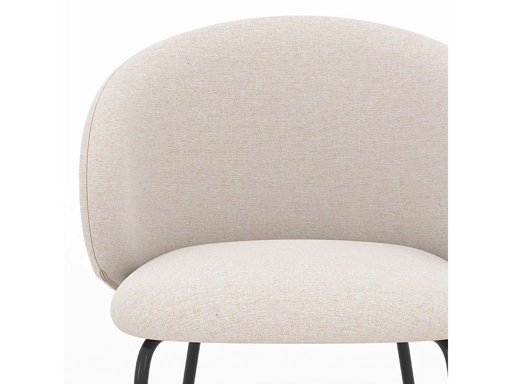 Lot de 2 chaises en tissu beige et pieds en métal noir - Victoria