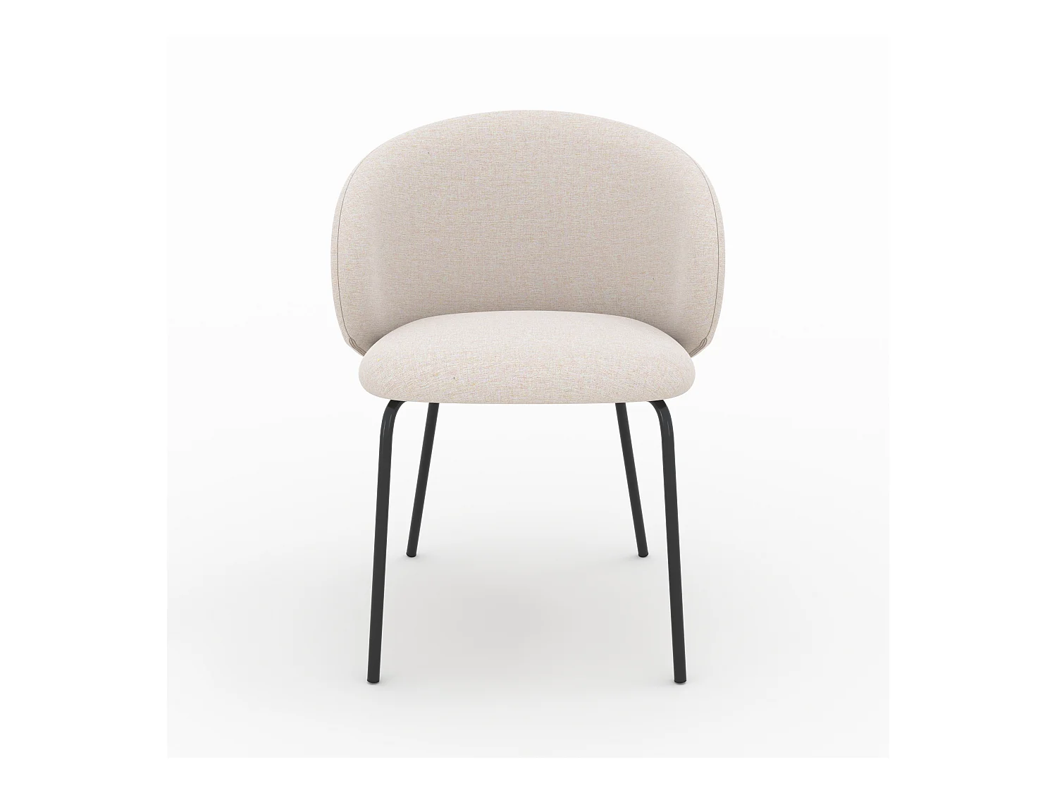 Lot de 2 chaises en tissu beige et pieds en métal noir - Victoria
