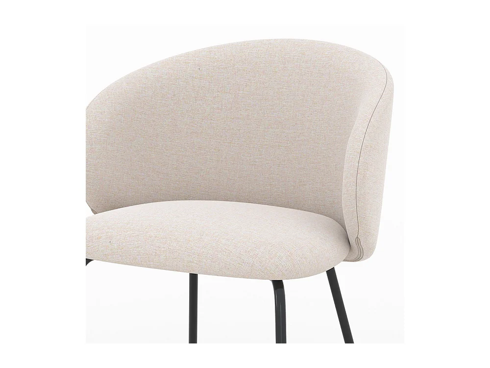 Lot de 2 chaises en tissu beige et pieds en métal noir - Victoria