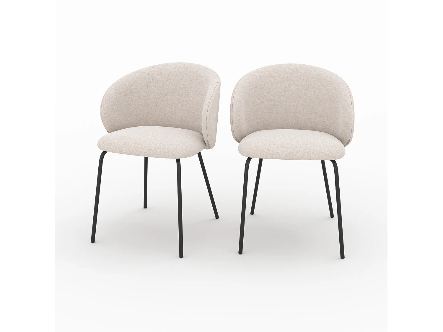 Set di 2 sedie Victoria in tessuto beige con gambe in metallo nero - Victoria