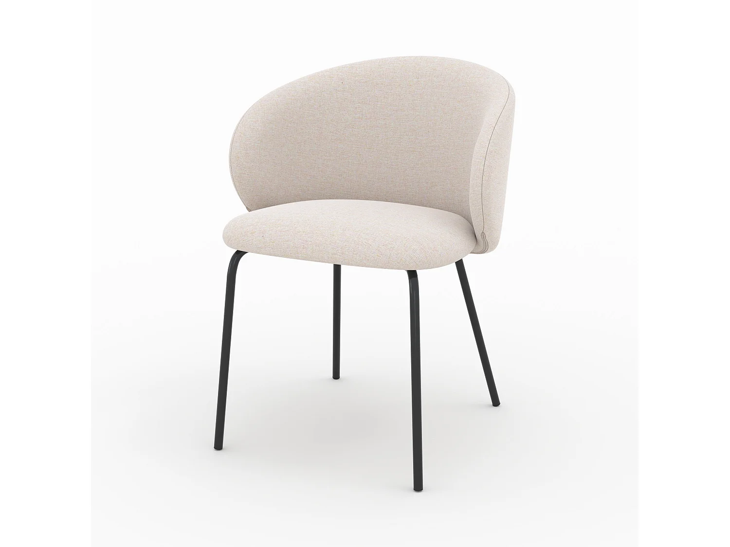 Set di 2 sedie Victoria in tessuto beige con gambe in metallo nero - Victoria