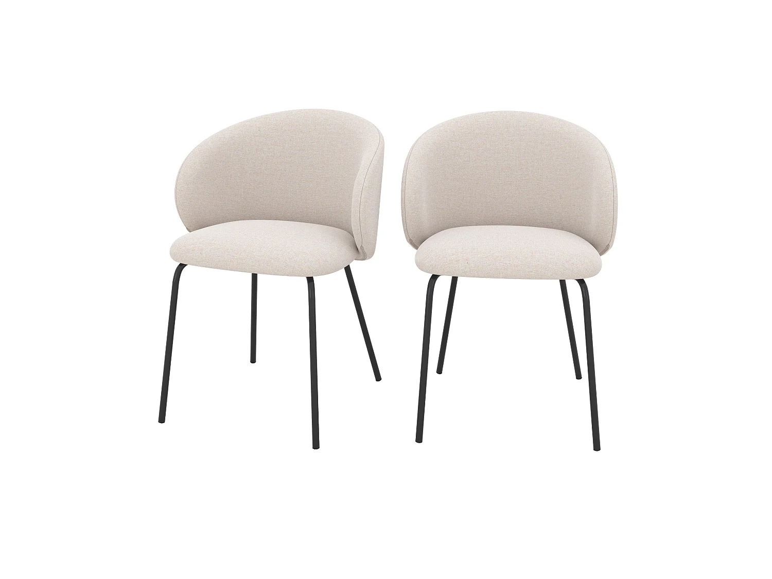 Set de 2 sillas Victoria en tela beige y patas de metal negro - Victoria