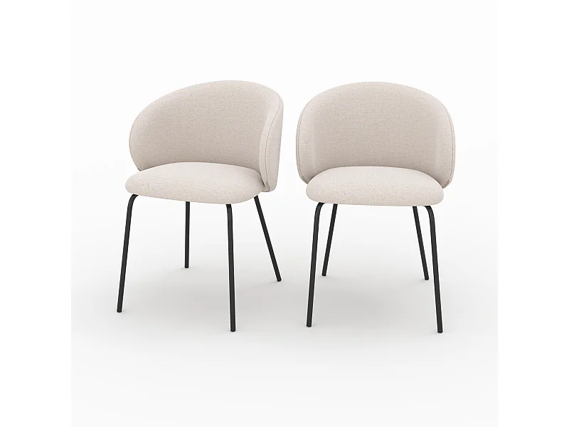 Set di 2 sedie Victoria in tessuto beige con gambe in metallo nero - Victoria