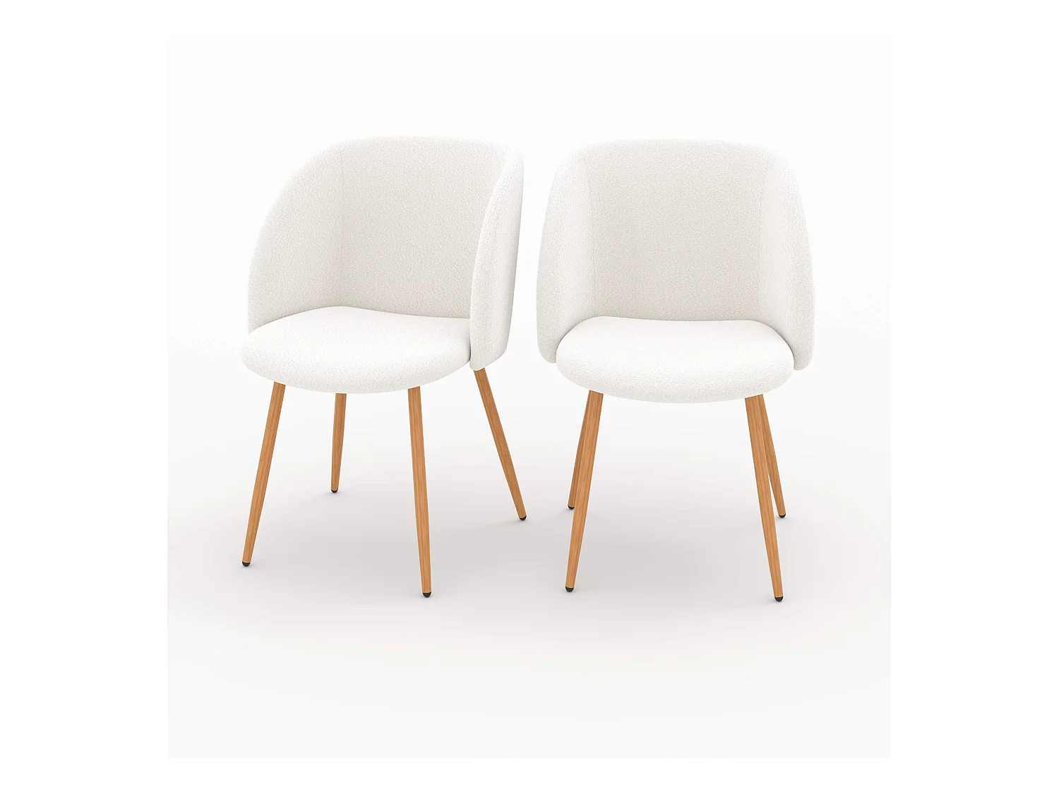 Lot de 2 chaises en tissu bouclé beige - Swan