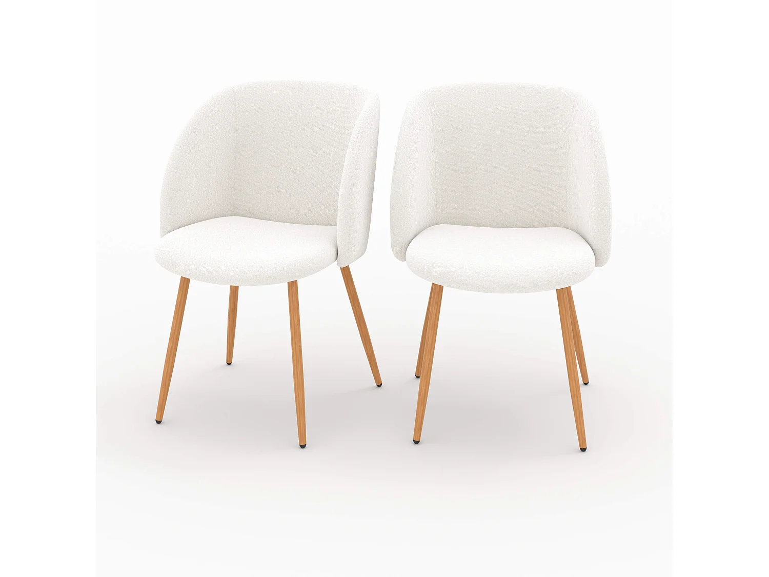 Lot de 2 chaises en tissu bouclé beige - Swan