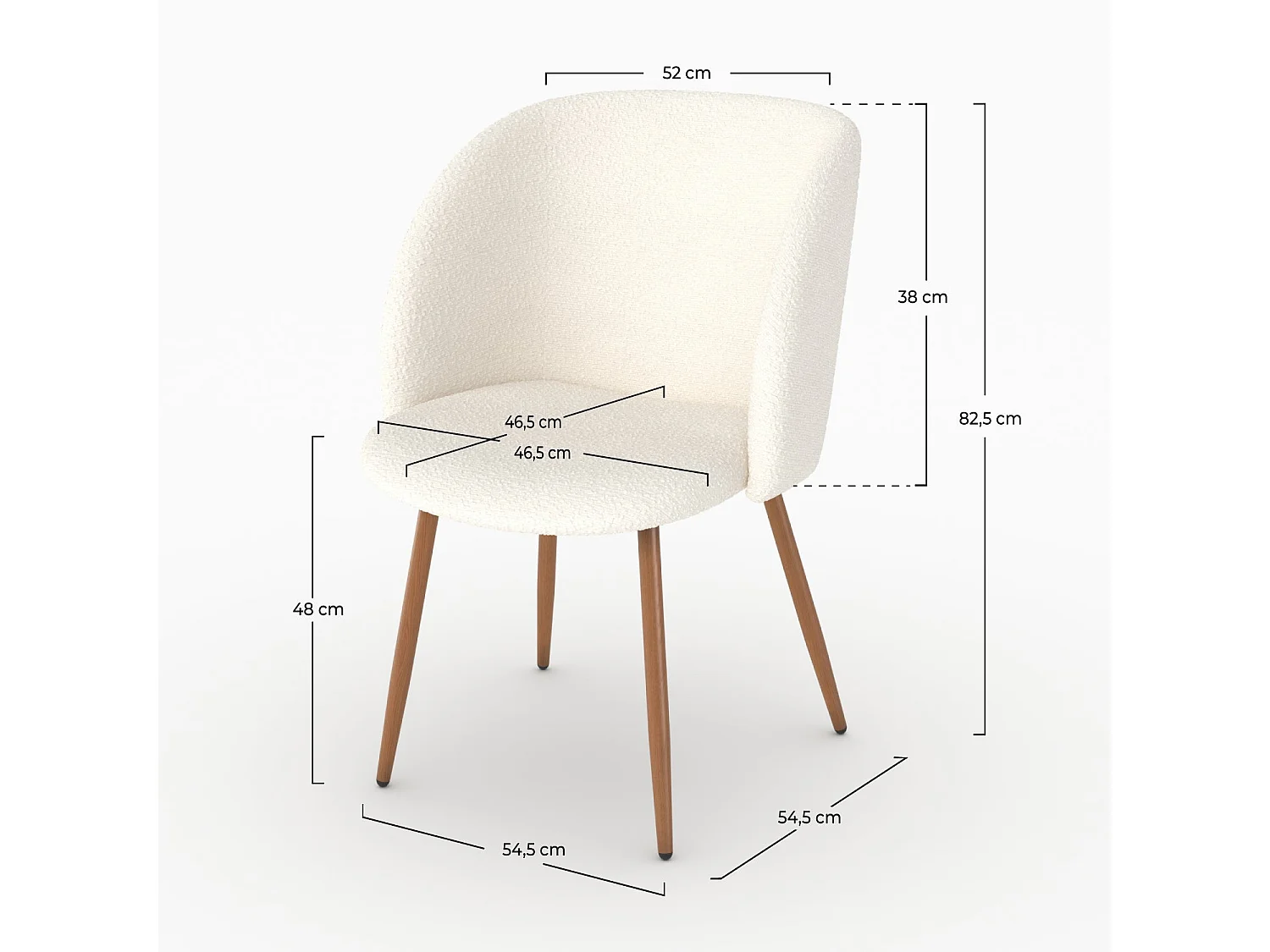 Set di 2 sedie in tessuto bouclé beige e gambe marroni - Swan