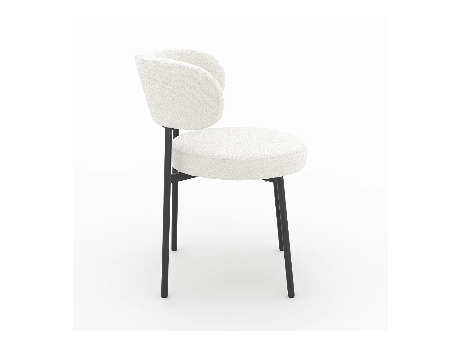 Lot de 2 chaises en tissu bouclé blanc cassé et pieds noirs - Maëlie