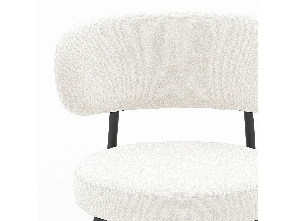 Lot de 2 chaises en tissu bouclé blanc cassé et pieds noirs - Maëlie