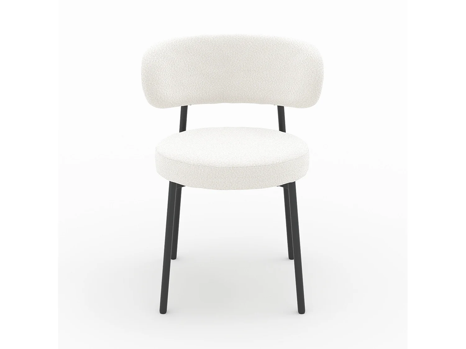 Lot de 2 chaises en tissu bouclé blanc cassé et pieds noirs - Maëlie