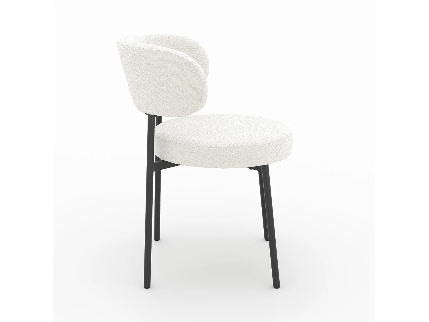 Set de 2 sillas en tejido bouclé blanco roto con patas negras - Maëlie