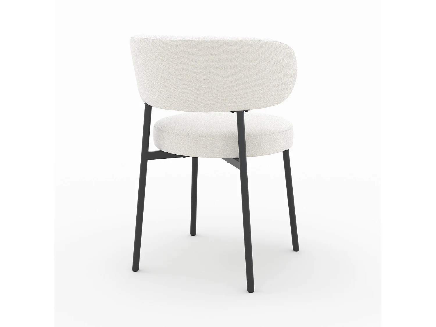 Set de 2 sillas en tejido bouclé blanco roto con patas negras - Maëlie