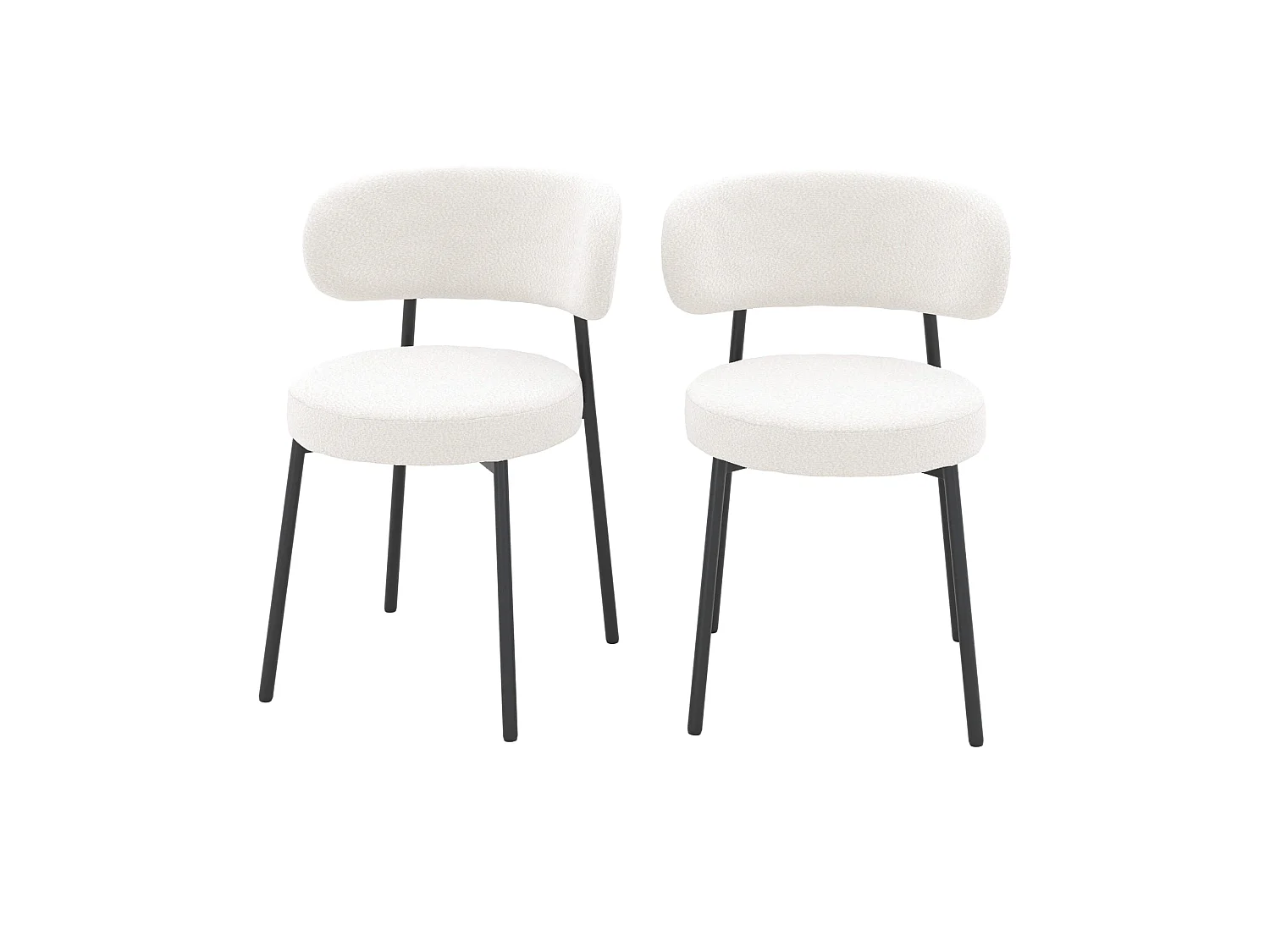 Set di 2 sedie in tessuto bouclé bianco sporco con gambe nere - Maëlie