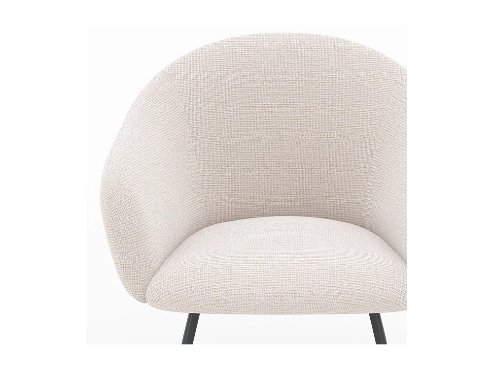 Fauteuil en tissu blanc chiné et pieds en métal noir - Socky