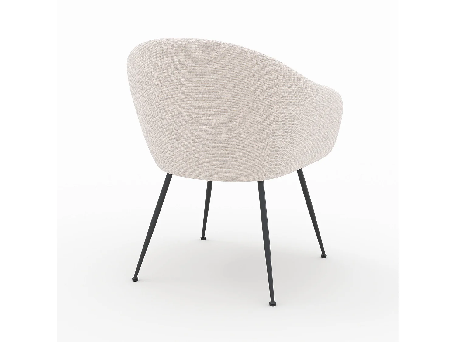 Fauteuil en tissu blanc chiné et pieds en métal noir - Socky