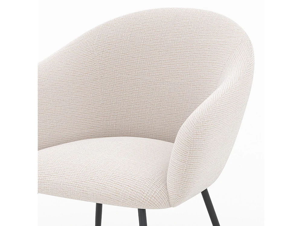 Fauteuil en tissu blanc chiné et pieds en métal noir - Socky