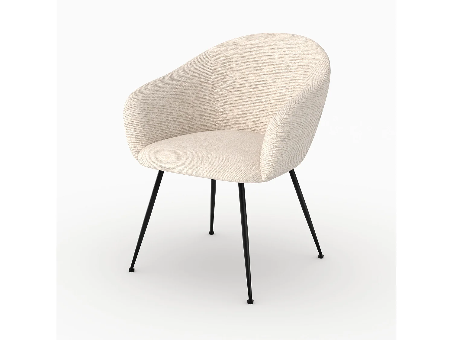 Sillón de comedor en tela blanco jaspeado y patas de metal negro - Socky