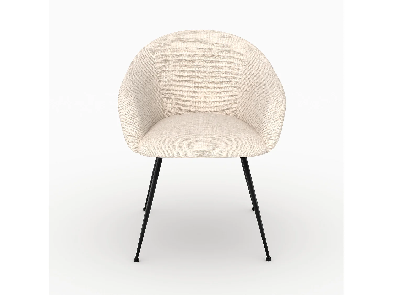 Sillón de comedor en tela blanco jaspeado y patas de metal negro - Socky