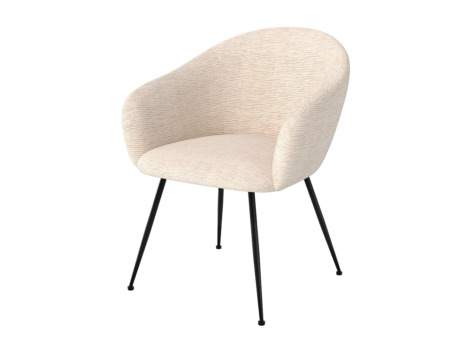 Poltrona in tessuto bianco mélange con gambe in metallo nero - Socky