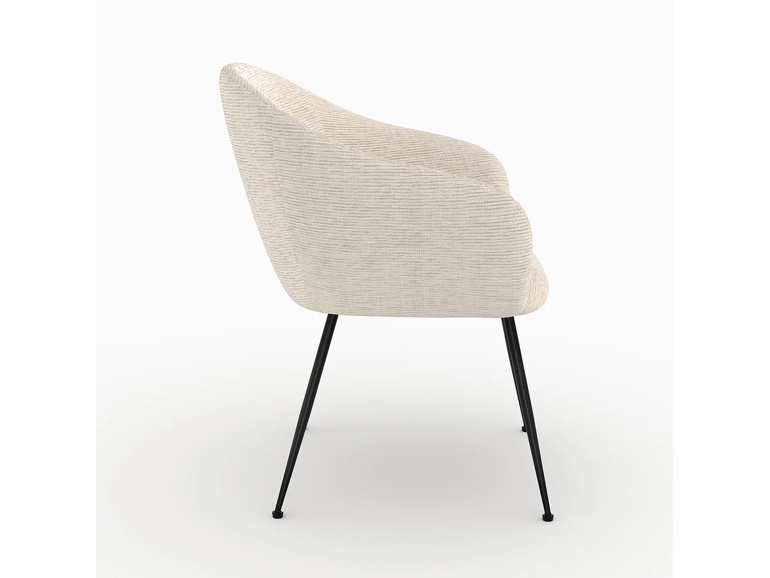 Poltrona in tessuto bianco mélange con gambe in metallo nero - Socky