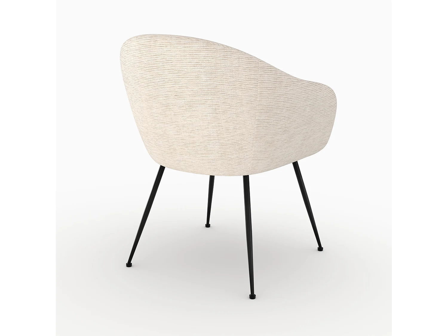 Poltrona in tessuto bianco mélange con gambe in metallo nero - Socky