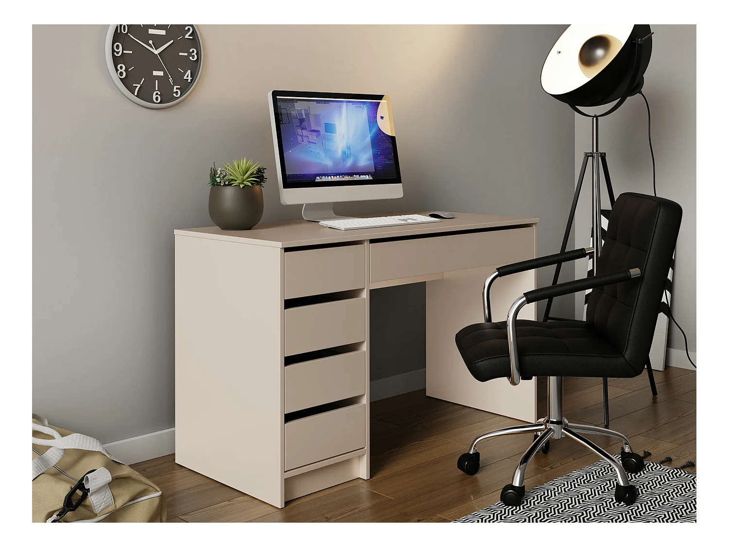Bureau Comfivo 312, Avec tiroirs, Nombre de tiroirs: 5, 76x120x55cm, Beige