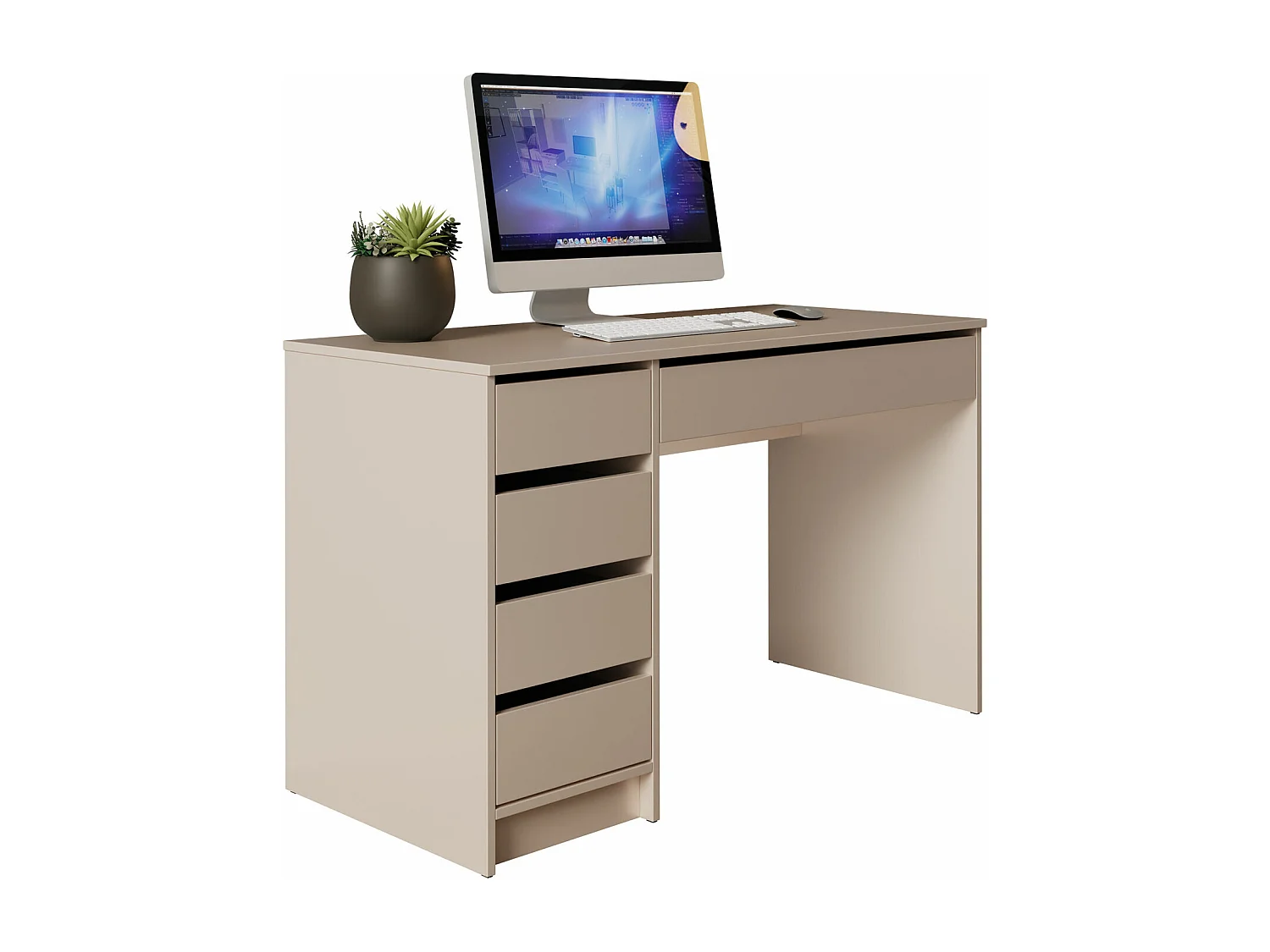 Bureau Comfivo Terros I, Avec tiroirs, Nombre de tiroirs: 5, 76x120x55cm, Beige