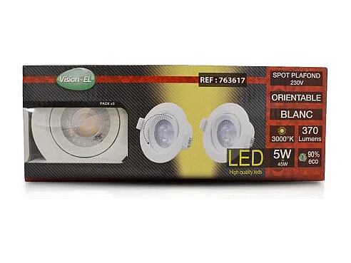 Spot LED SMD Orientable 5W 3000°K pack de 3