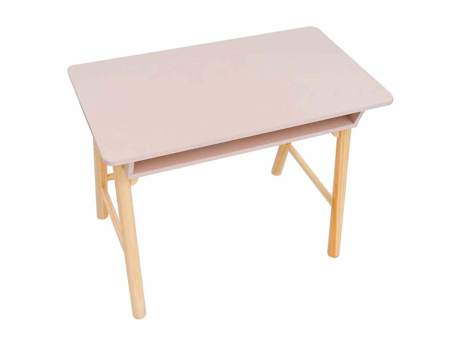 Mesa para crianças Rebecca Mobili Badal 70x90x50 MDF Pinho Rosa Marrom